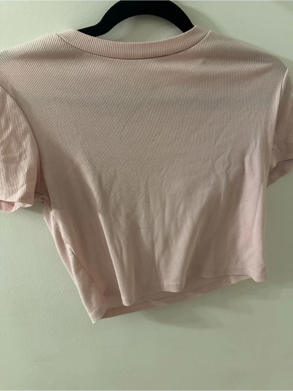 Essentials Ribbed Crop Tee - Light Pink - Picture 1 of 4